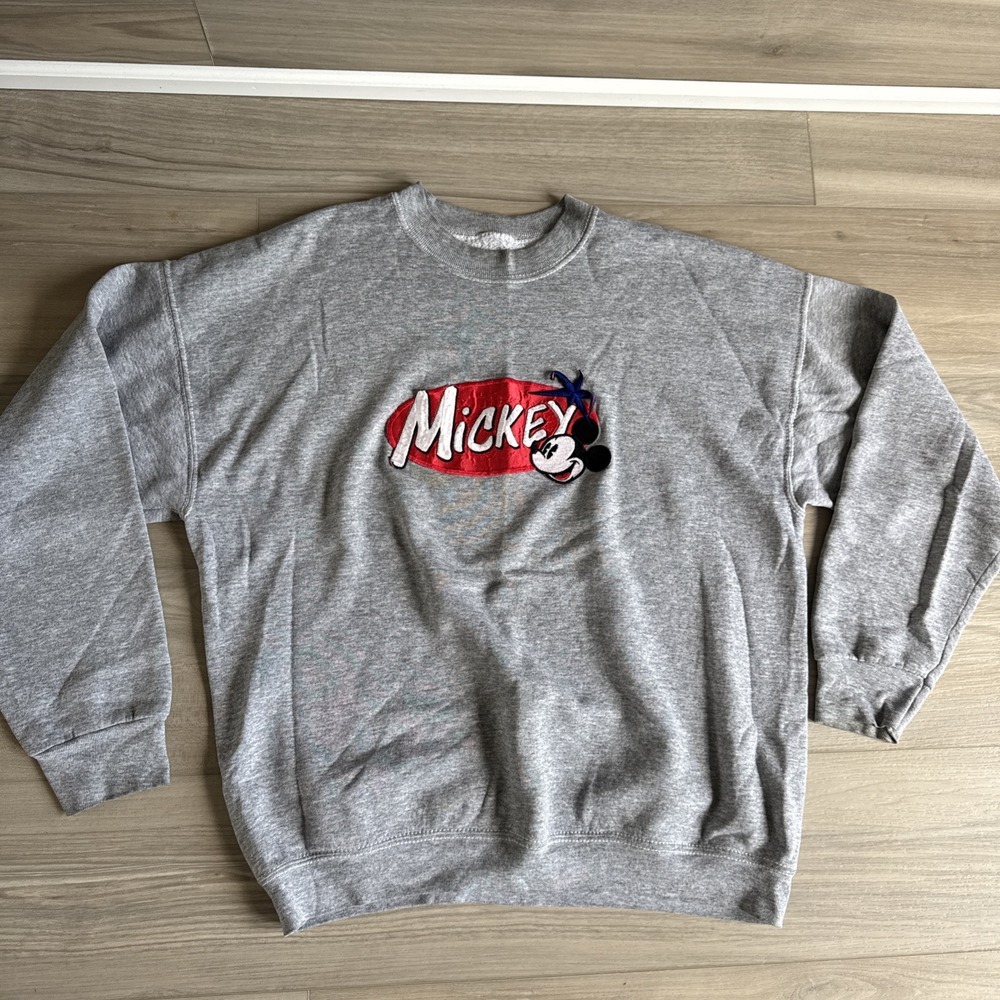 Vintage Mickey Mouse Crewneck Sweatshirt Adult XL 70s 80s Disney Gray Grey